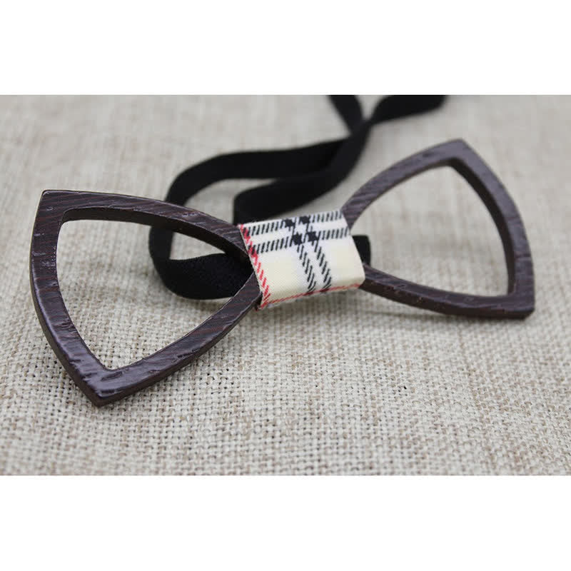 Men's Dark Hollow Glasses Wooden Bow Tie Set - Image 2