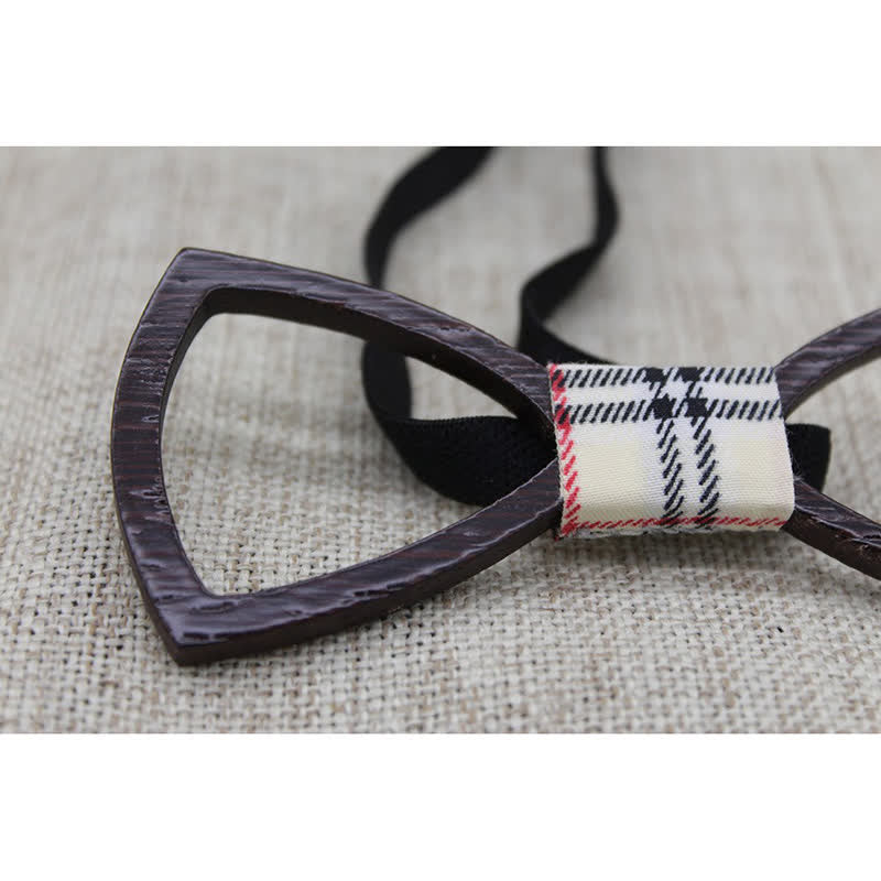 Men's Dark Hollow Glasses Wooden Bow Tie Set - Image 3