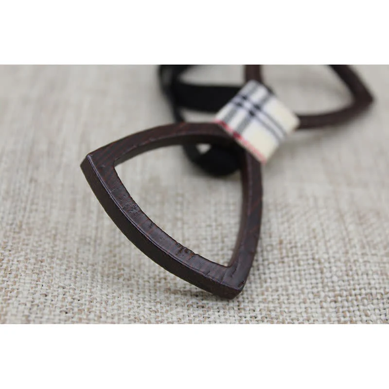 Men's Dark Hollow Glasses Wooden Bow Tie Set - Image 4