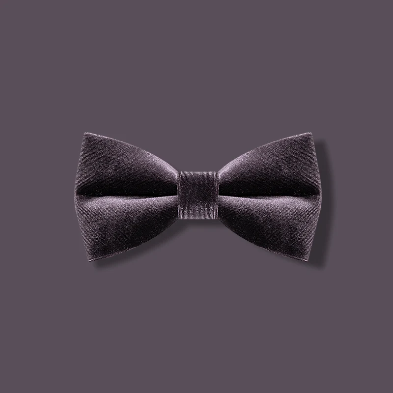 Men's Dark Purple Solid Color Velvet Bow Tie - Image 2
