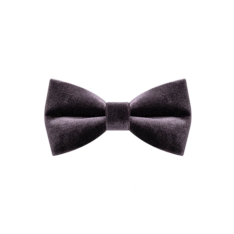 Men's Dark Purple Solid Color Velvet Bow Tie - Image 7