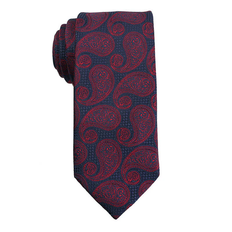 Men's Dark Red Series Paisley Evening Dress Accessories Necktie - Image 10