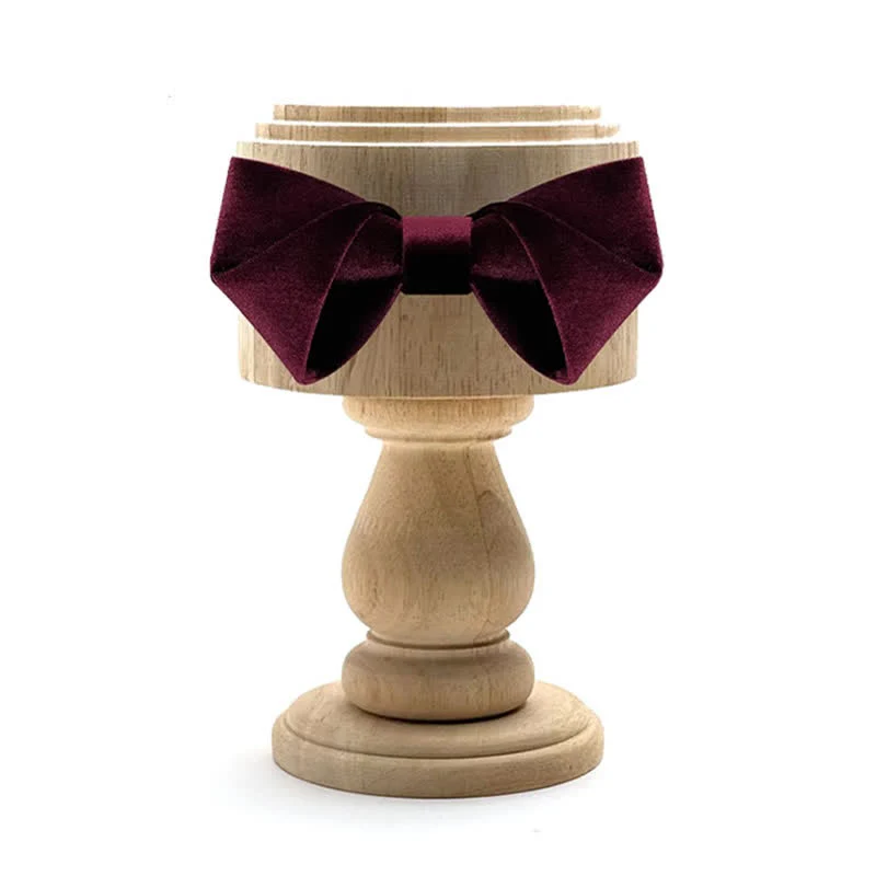 Men's Dark Red Series Solid Color Velvet Bow Tie - Image 2