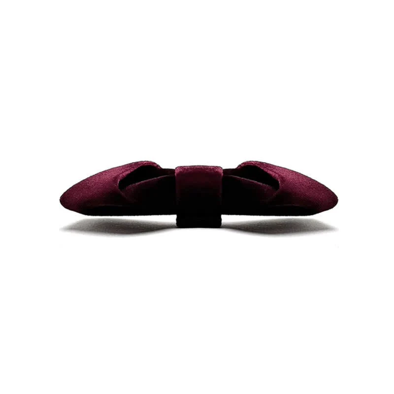 Men's Dark Red Series Solid Color Velvet Bow Tie - Image 5