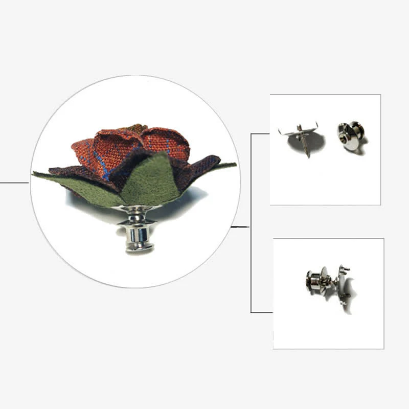 Men's Dark Wine Red British Herringbone Floral Brooch Bow Tie - Image 6