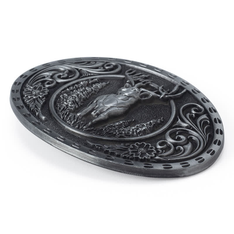 Men's DIY Deer Hunter American Flag Buckle Leather Belt - Image 10
