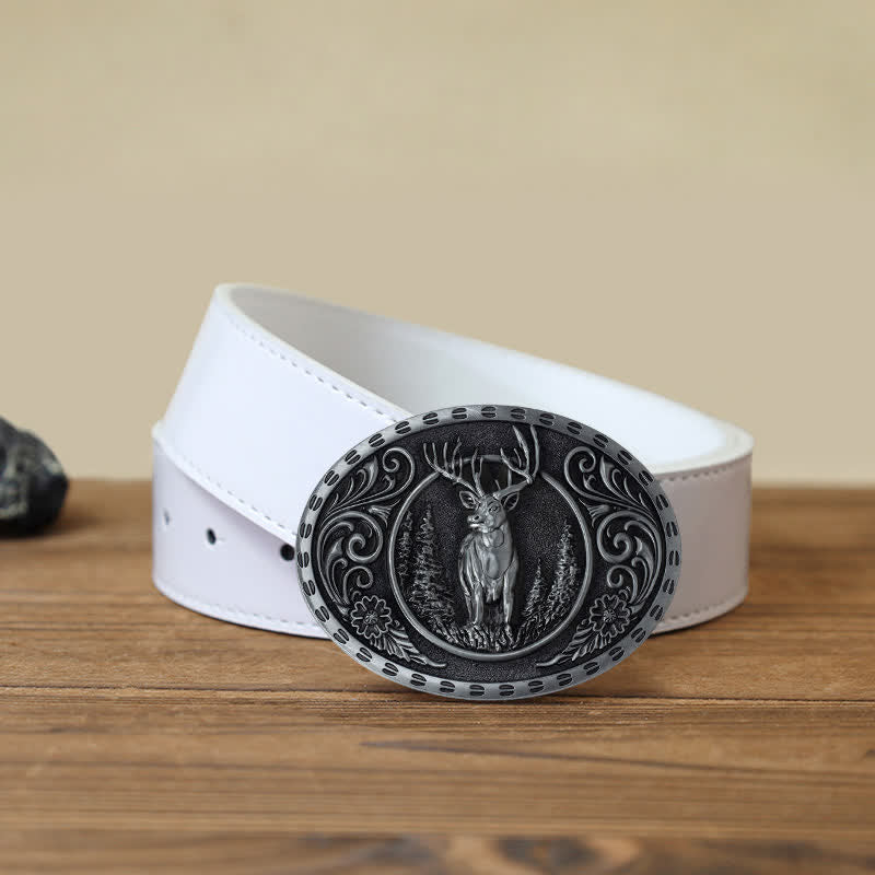Men's DIY Deer Hunter American Flag Buckle Leather Belt - Image 19