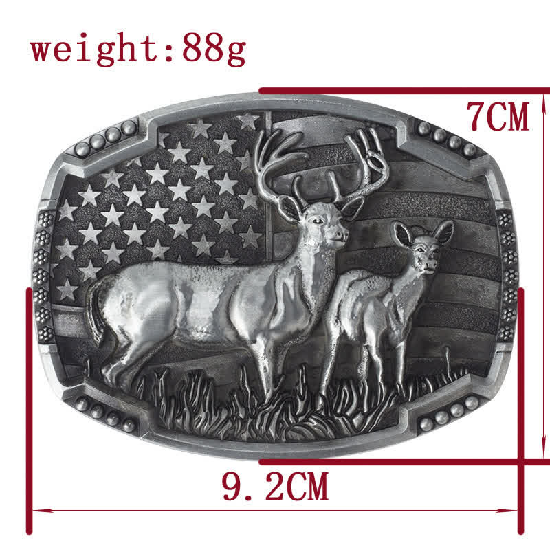 Men's DIY Deer Hunter American Flag Buckle Leather Belt - Image 6