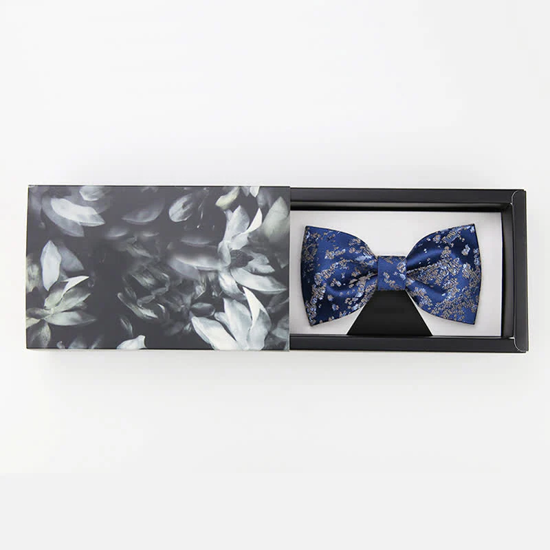 Men's Delicate Blue Floral Printed Bow Tie - Image 3