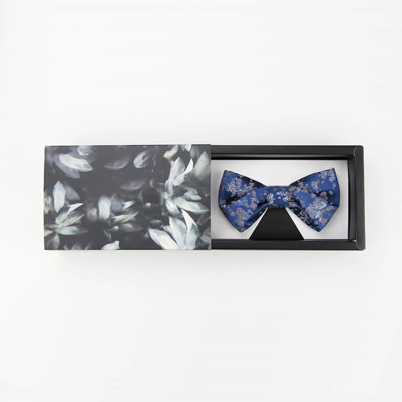 Men's Delicate Blue Floral Printed Bow Tie - Image 5