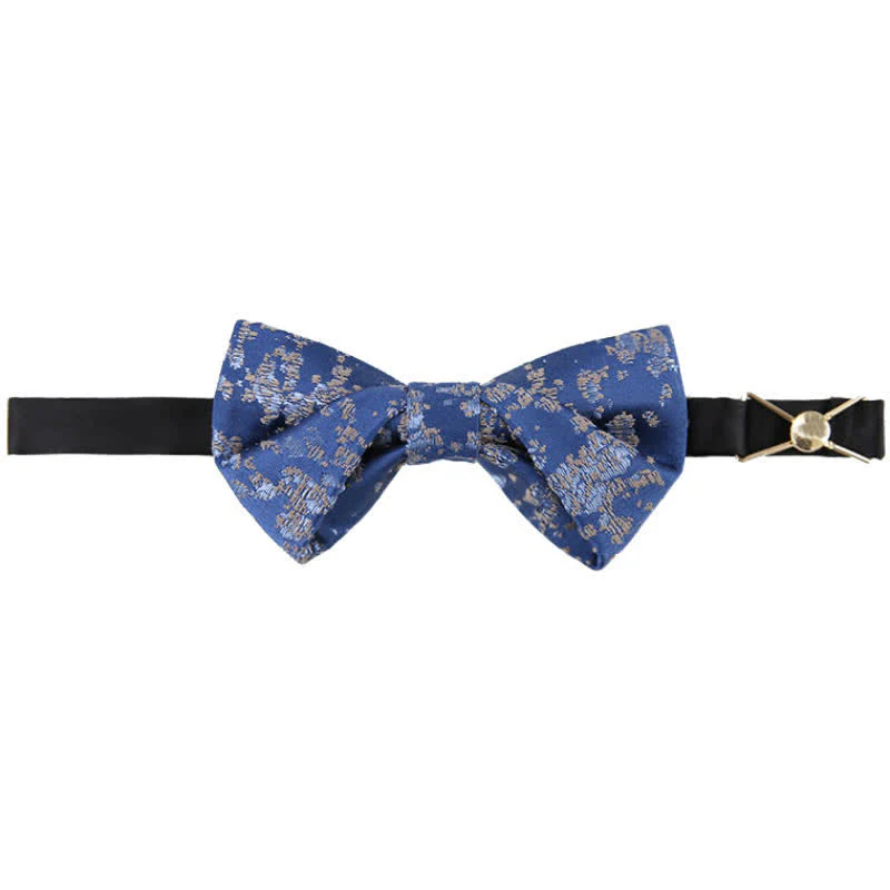 Men's Delicate Blue Floral Printed Bow Tie - Image 7