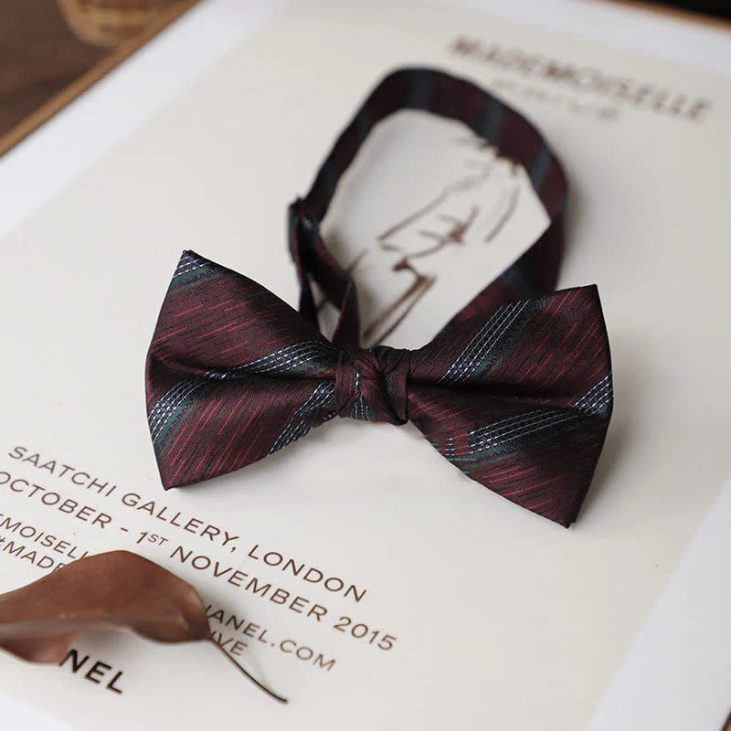 Men's Delicate Vintage Plain Bow Tie - Image 12