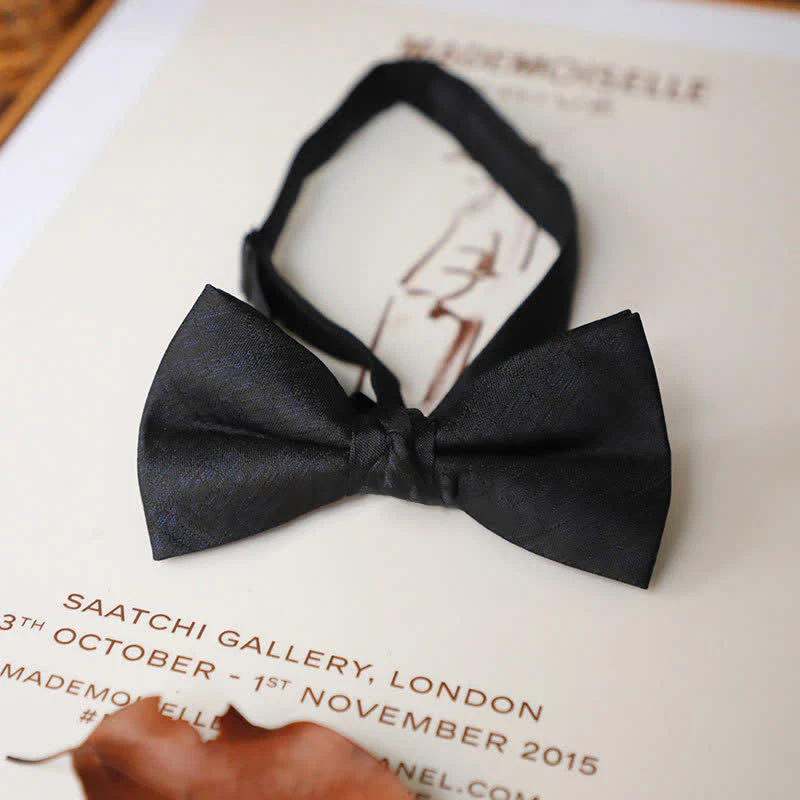 Men's Delicate Vintage Plain Bow Tie - Image 22