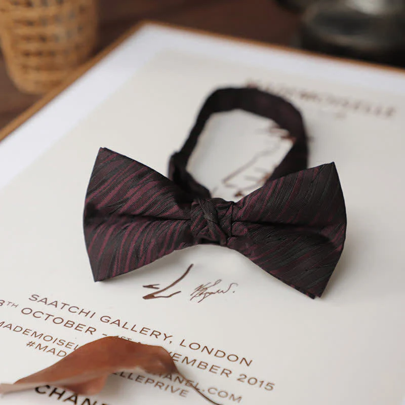 Men's Delicate Vintage Plain Bow Tie - Image 26