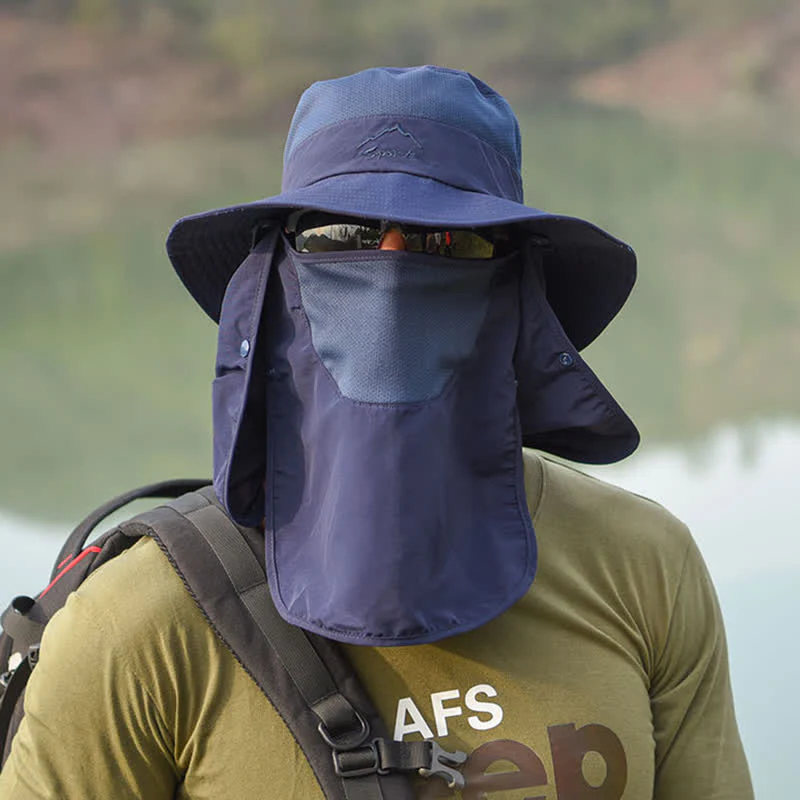 Men's Detachable Face Mask Hiking Bucket Hat - Image 18