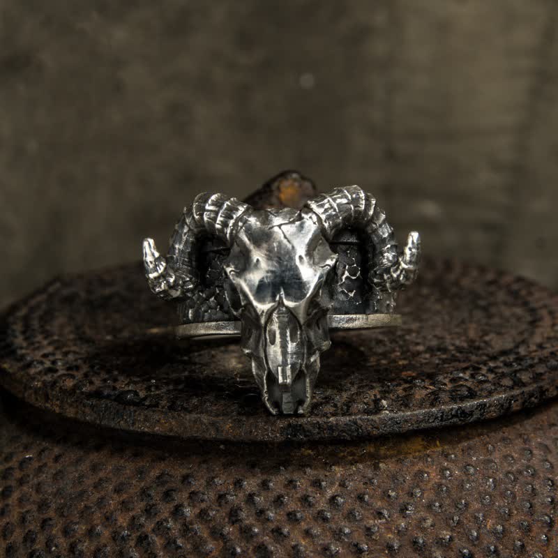 Men's Devil Hell Ghost Goat Opening Adjustable Ring - Image 2