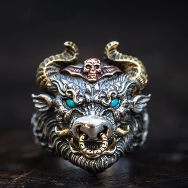 Men's Devil Hell Ghost Goat Opening Adjustable Ring - Image 5