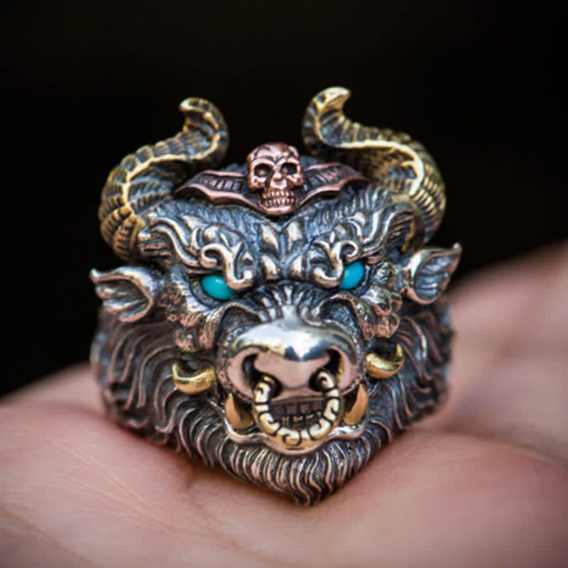 Men's Devil Hell Ghost Goat Opening Adjustable Ring - Image 6