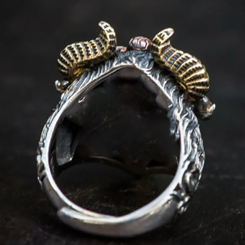Men's Devil Hell Ghost Goat Opening Adjustable Ring - Image 7