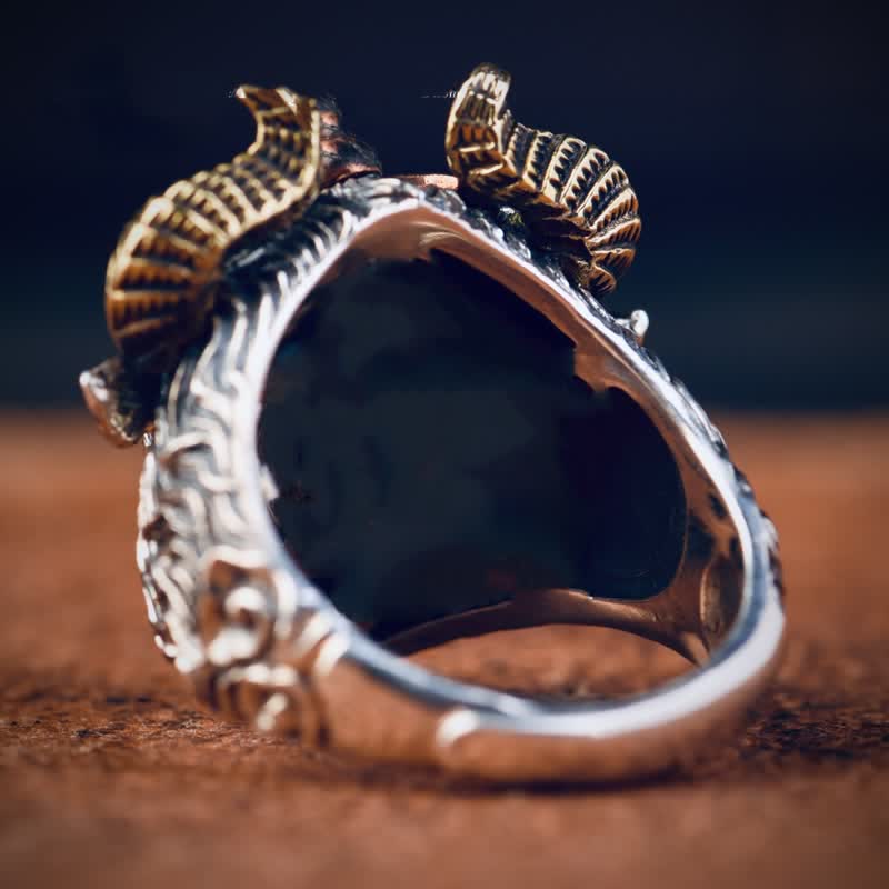 Men's Devil Hell Ghost Goat Opening Adjustable Ring - Image 8