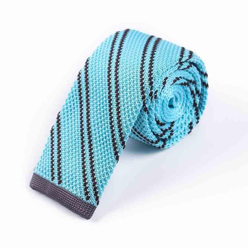 Men's Diagonal Striped Knitted Necktie - Image 11