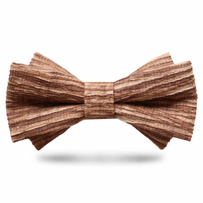 Men's Distinctive Coffee Brown Striped Bow Tie - Image 3