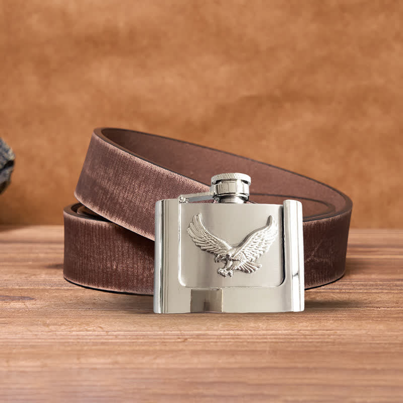 Men's DIY 2oz. Flying Eagle Leather Belt with Hidden Flask - Image 8