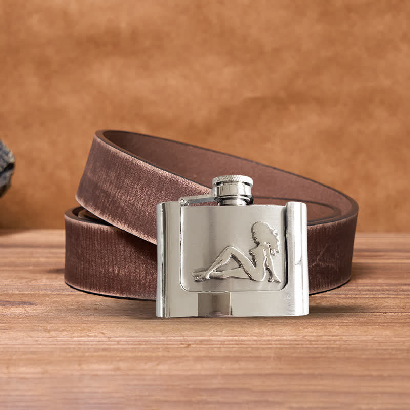 Men's DIY 2oz. Lady's Profile Leather Belt with Hidden Flask - Image 8