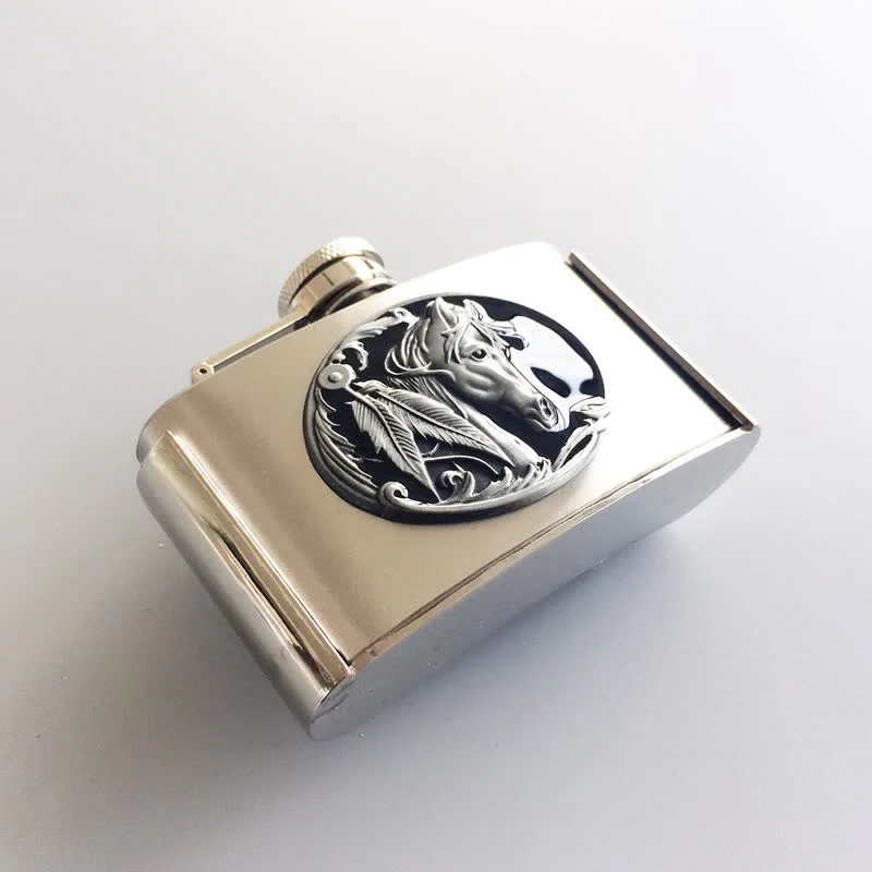 Men's DIY 3oz. Horse Head Leather Belt with Hidden Flask - Image 2