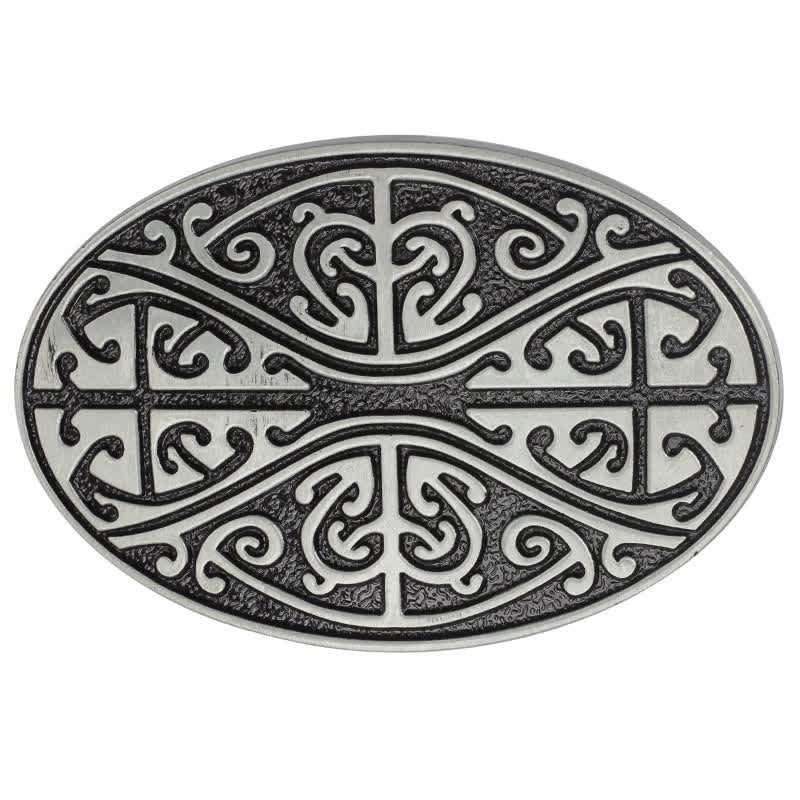 Men's DIY Celtic Cross Pattern Buckle Leather Belt - Image 3