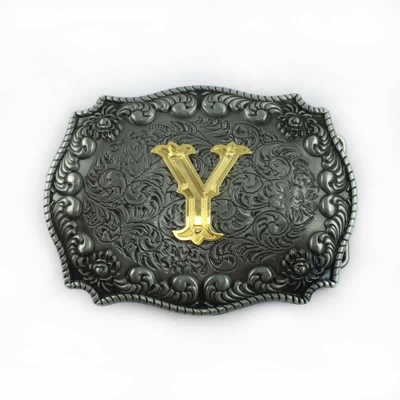 Men's DIY Alphabet Initial Letter Buckle Leather Belt - Image 28