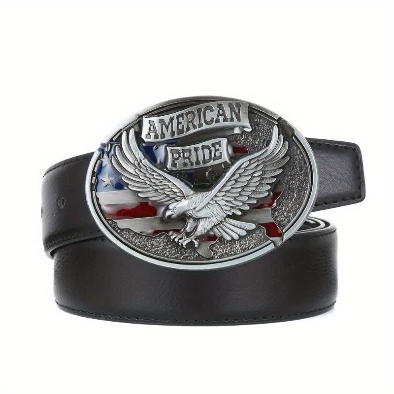Men's DIY American Pride Eagle Buckle Leather Belt - Image 3