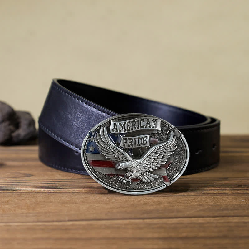 Men's DIY American Pride Eagle Buckle Leather Belt - Image 5