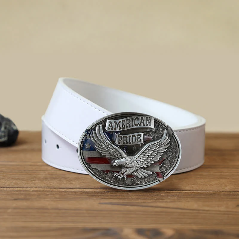 Men's DIY American Pride Eagle Buckle Leather Belt - Image 7