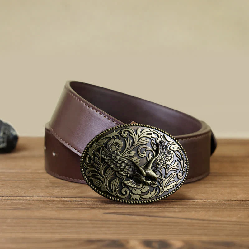 Men's DIY Animal Flying Eagle Buckle Leather Belt - Image 13