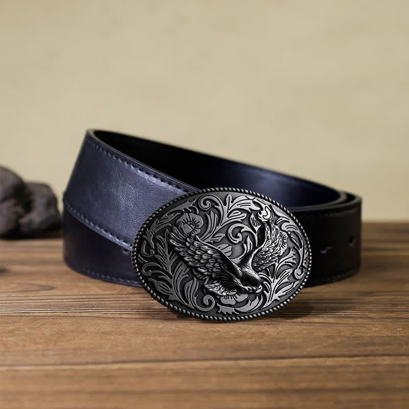 Men's DIY Animal Flying Eagle Buckle Leather Belt - Image 6