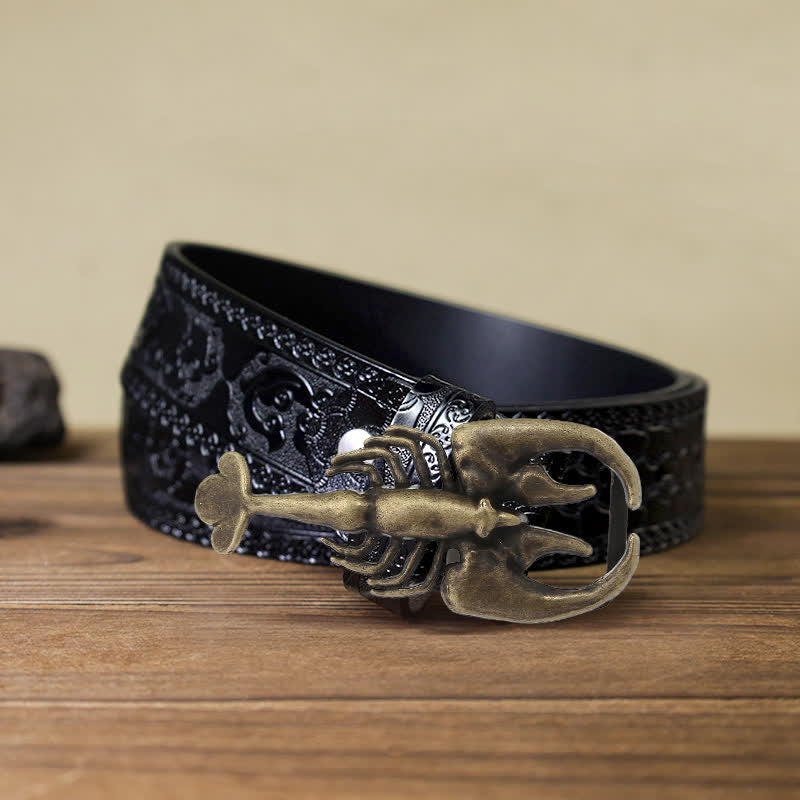 Men's DIY Animal Mini Scorpion Buckle Leather Belt - Image 8