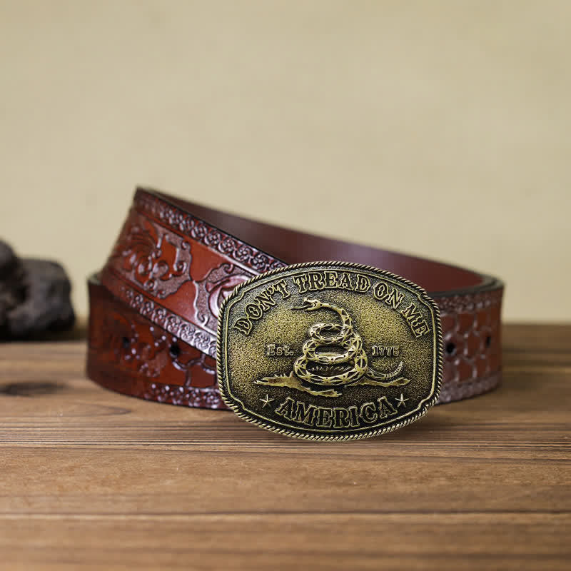 Men's DIY Antique Bronze Attitude Snake Buckle Leather Belt - Image 6