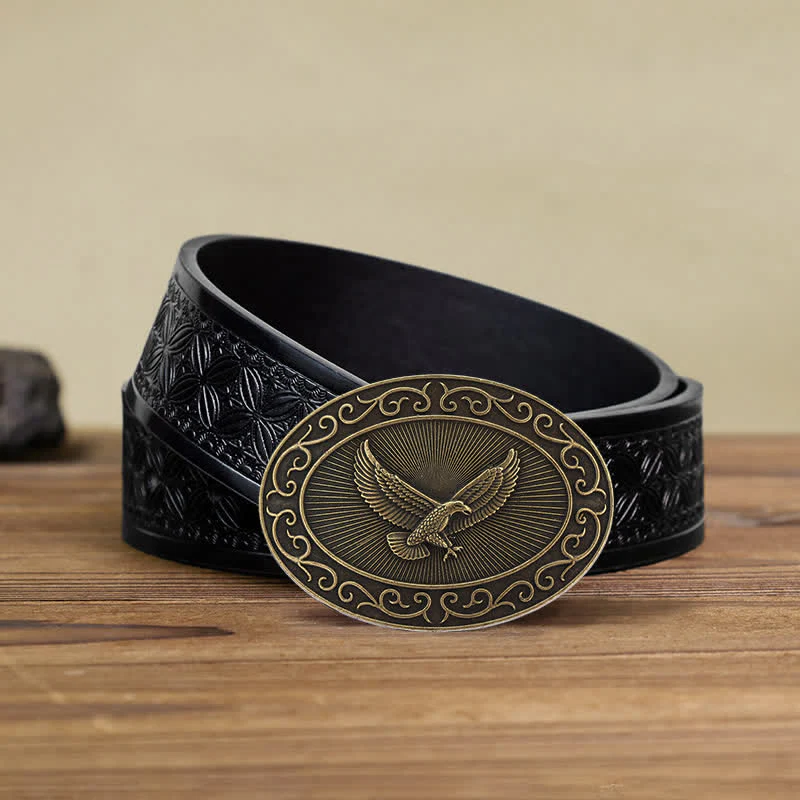 Men's DIY Antique Free Eagle Buckle Leather Belt - Image 15