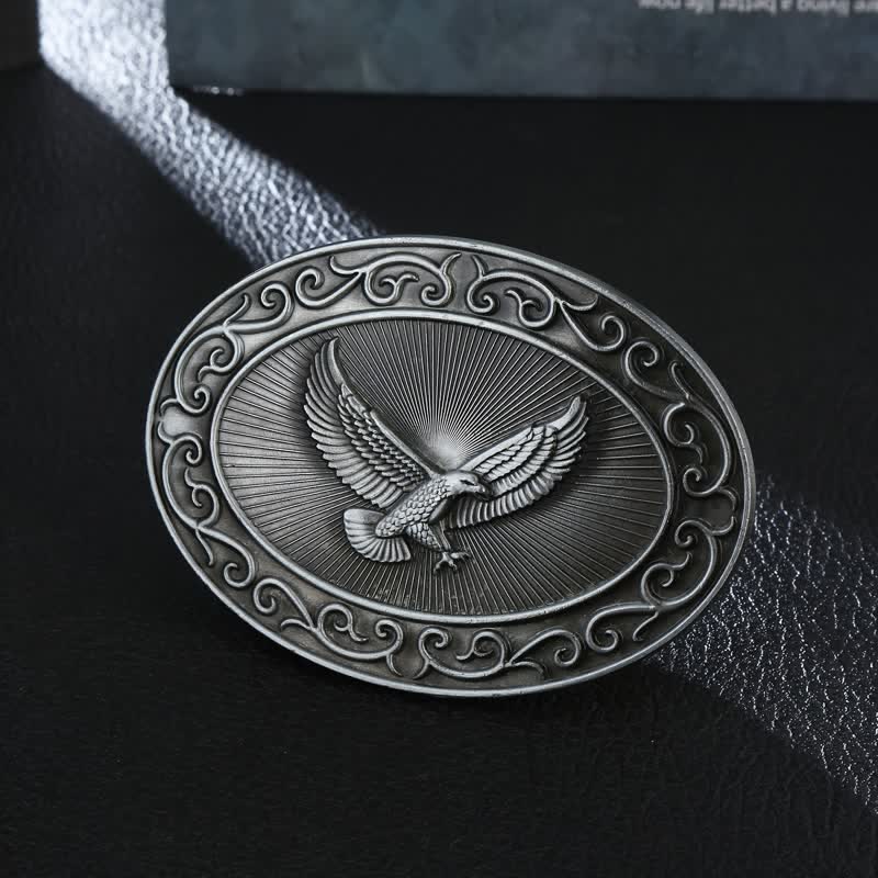 Men's DIY Antique Free Eagle Buckle Leather Belt - Image 5