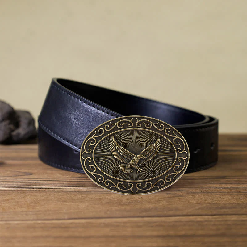 Men's DIY Antique Free Eagle Buckle Leather Belt - Image 9