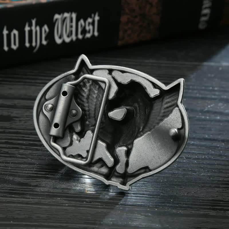 Men's DIY Antique Silver Unicorn Buckle Leather Belt - Image 2