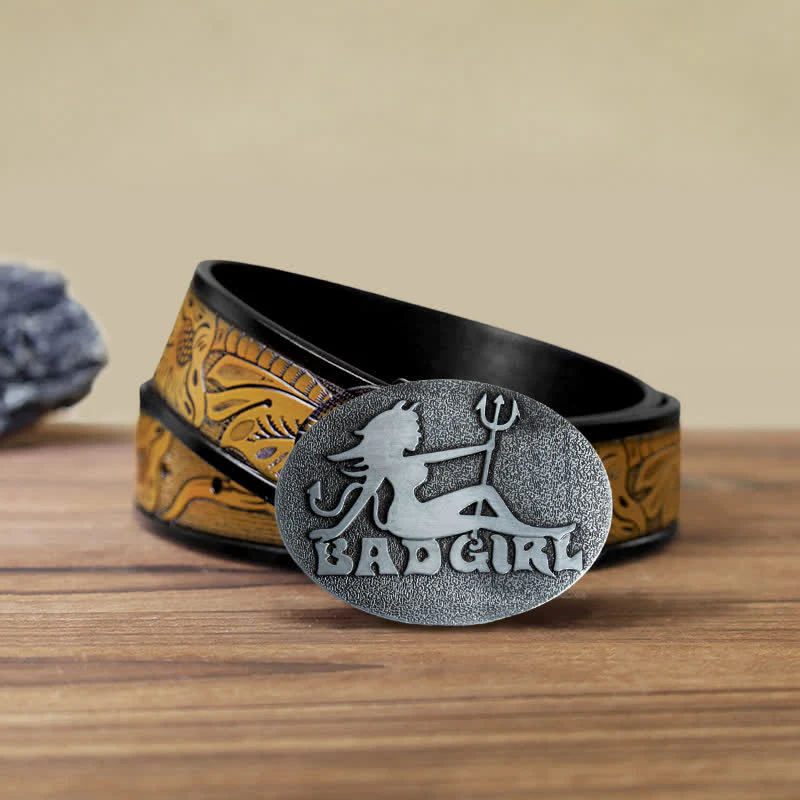 Men's DIY Bad Girl Good Girl Buckle Leather Belt - Image 10