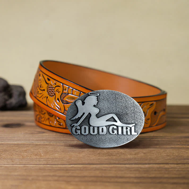 Men's DIY Bad Girl Good Girl Buckle Leather Belt - Image 19