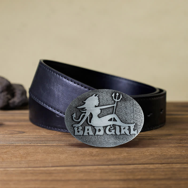 Men's DIY Bad Girl Good Girl Buckle Leather Belt - Image 5