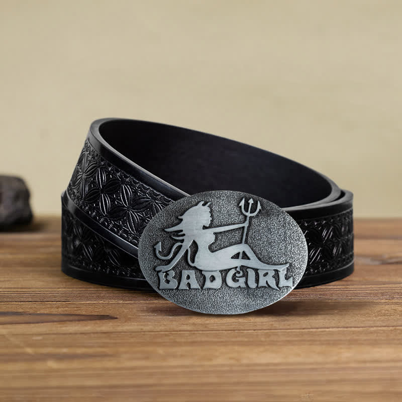 Men's DIY Bad Girl Good Girl Buckle Leather Belt - Image 7