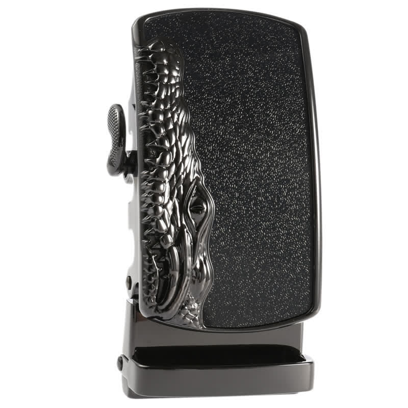 Men's DIY Black Crocodile Head Automatic Buckle Leather Belt - Image 13