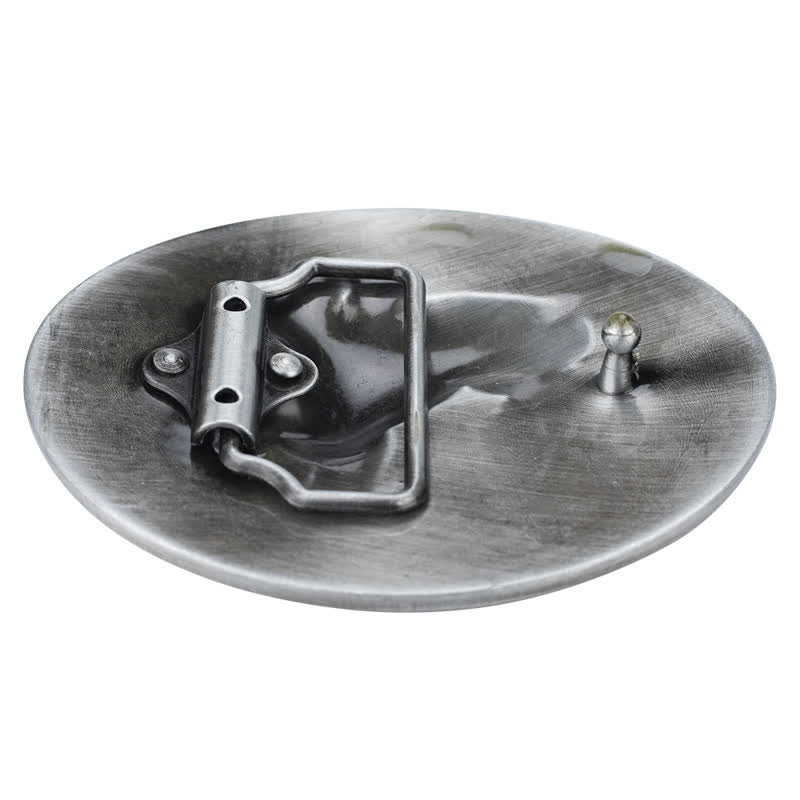 Men's DIY Blue Enamel Horse Riding Buckle Leather Belt - Image 5
