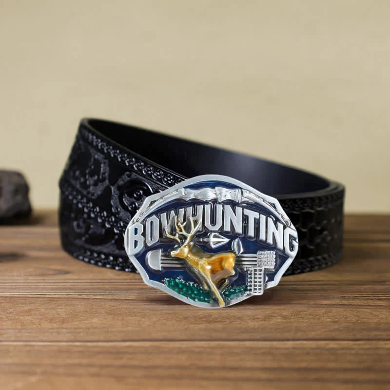 Men's DIY Bowhunting Deer Enamel Buckle Leather Belt - Image 11
