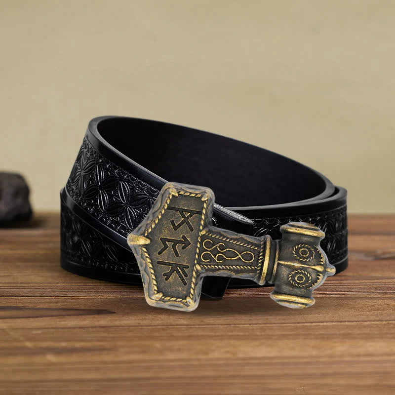 Men's DIY Brutal Viking Hammer Buckle Leather Belt - Image 5